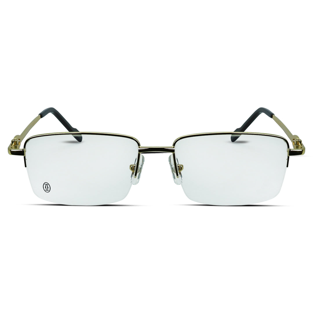 Rectangle Half Rimless Metal Medium Men's Eyeglasses