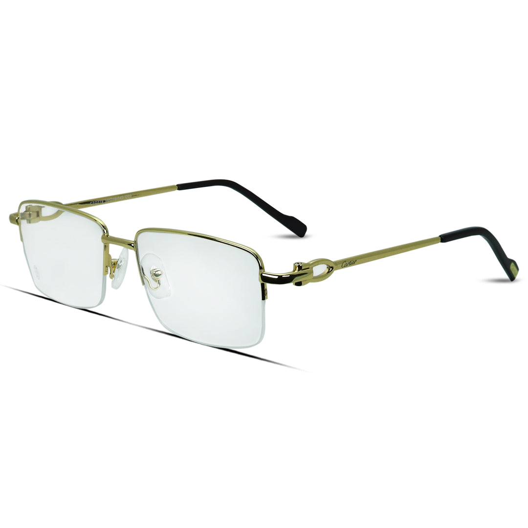 Rectangle Half Rimless Metal Medium Men's Eyeglasses