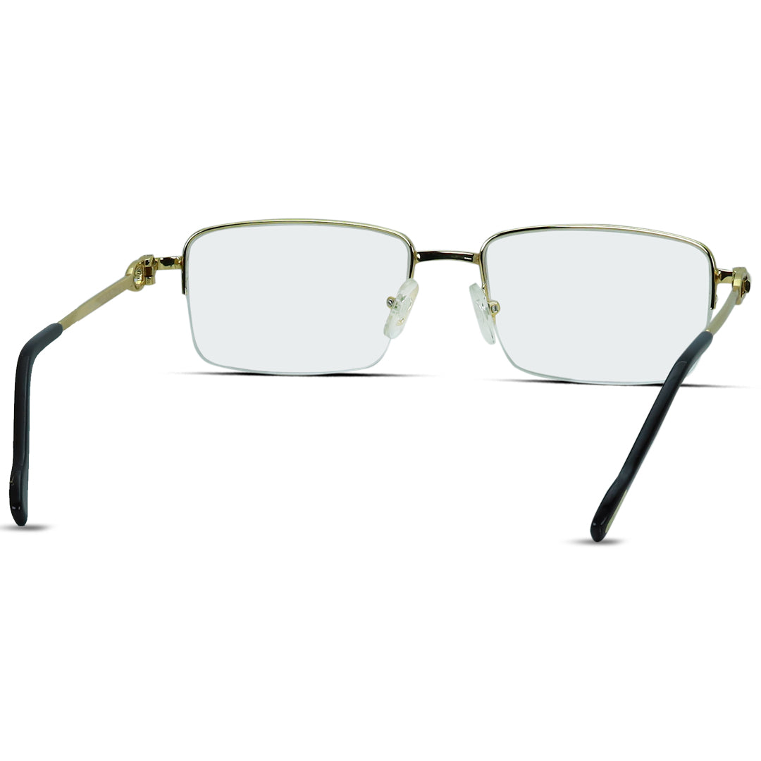 Rectangle Half Rimless Metal Medium Men's Eyeglasses