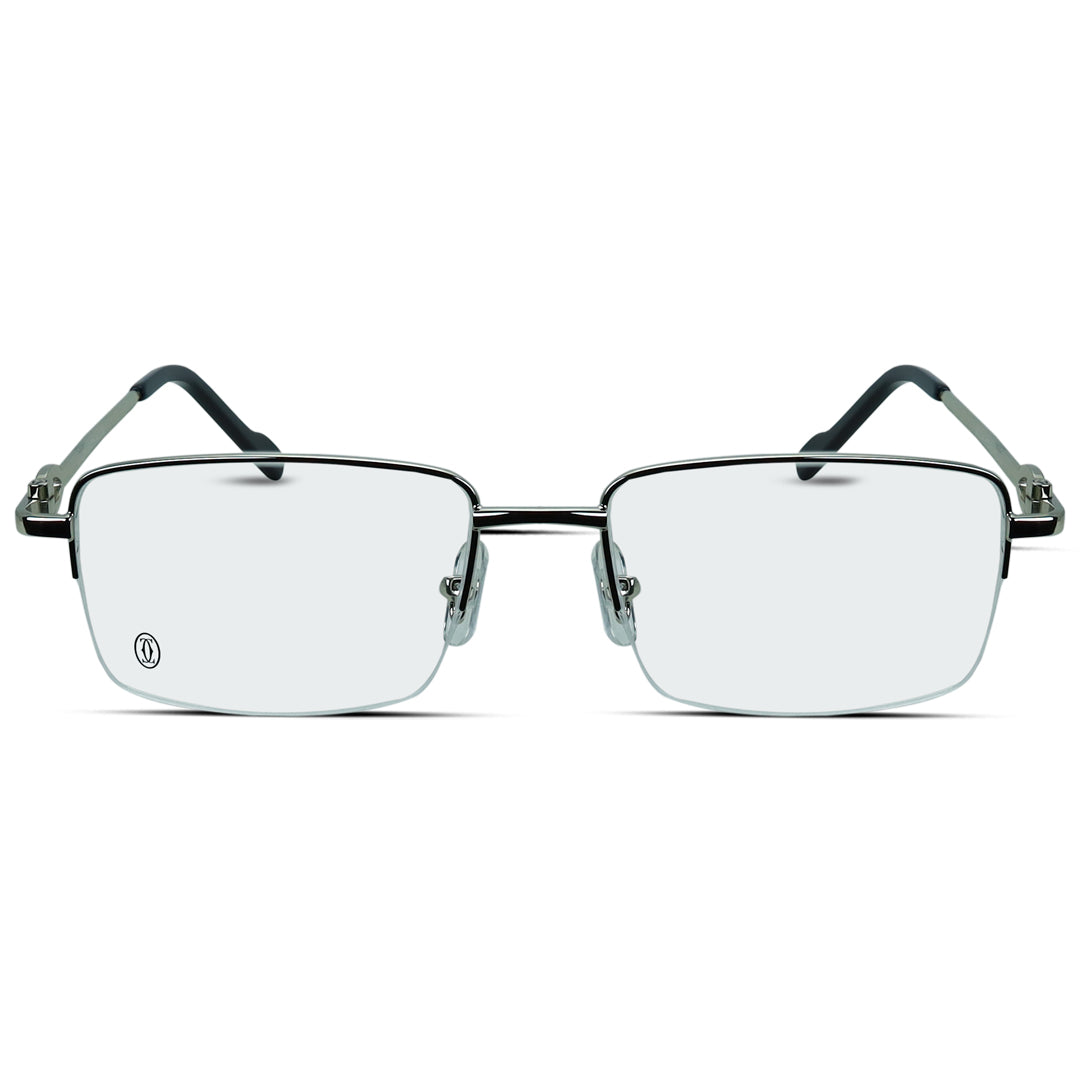 Rectangle Half Rimless Metal Medium Men's Eyeglasses