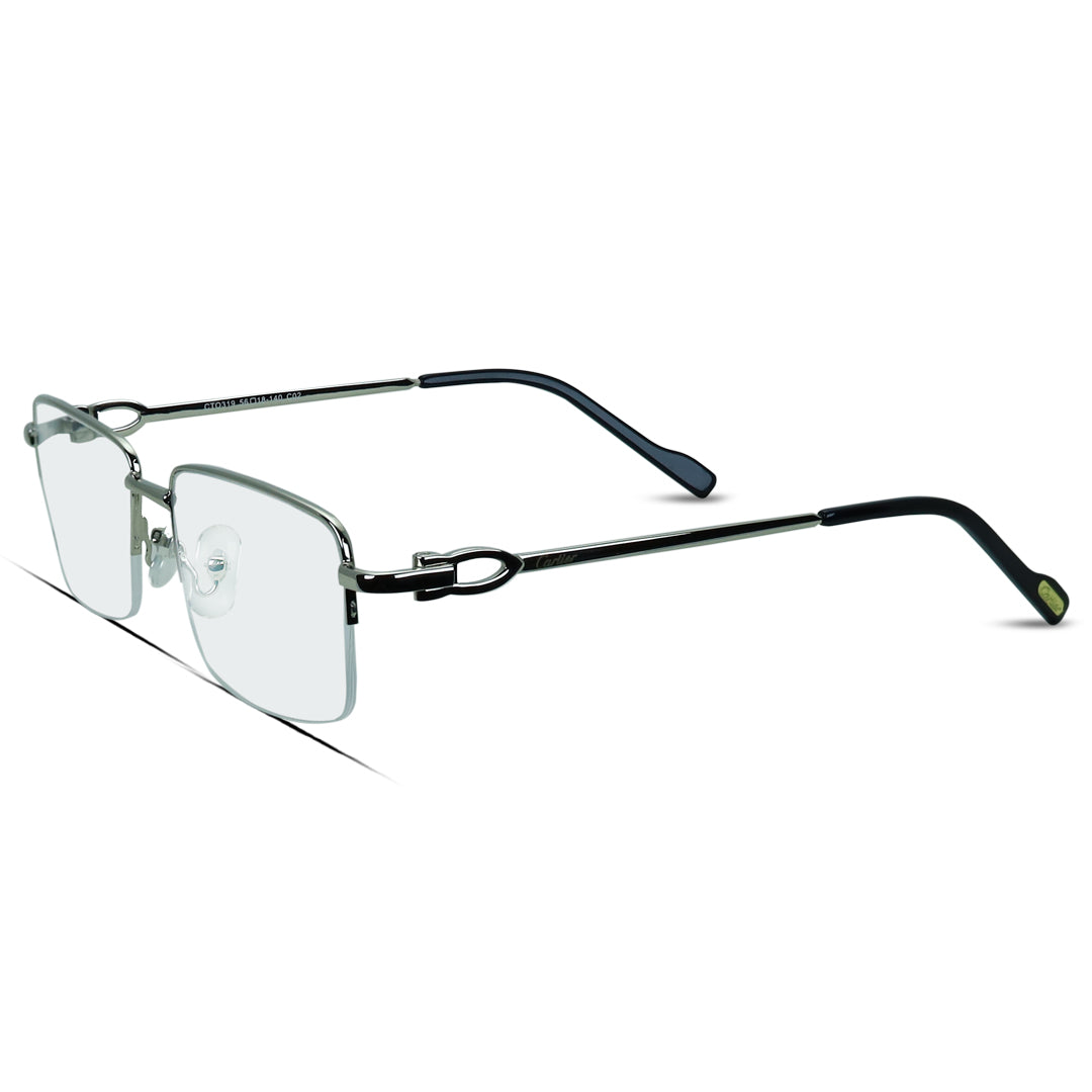 Rectangle Half Rimless Metal Medium Men's Eyeglasses