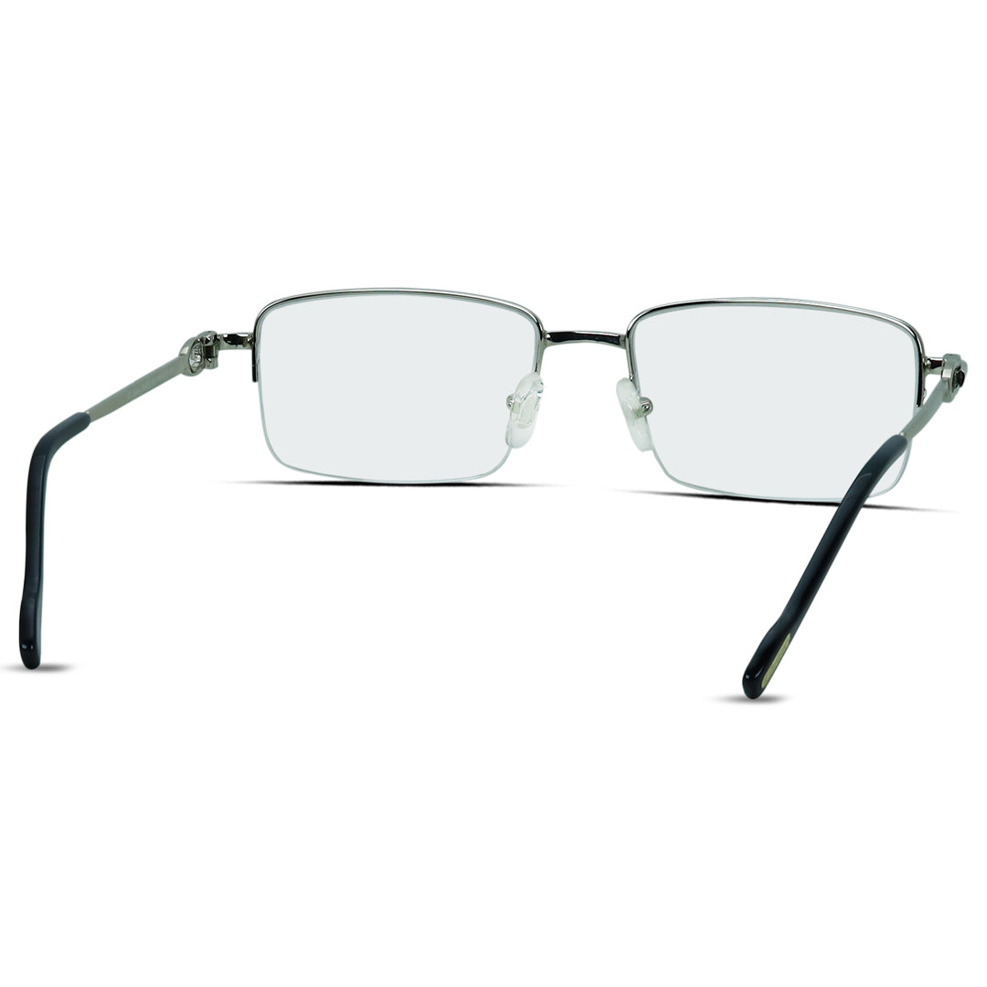 Rectangle Half Rimless Metal Medium Men's Eyeglasses